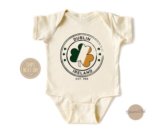 Dublin Ireland Est 988 Baby Shirt , St Patricks Day Child Shirt, Irish Flag Shamrock Toddler Shirt, Dublin Toddler Shirt,Irish Baby Bodysuit