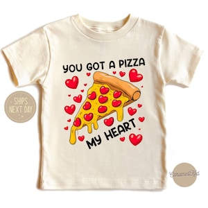 Pizza Baby Bodysuit, Retro Heart Pizza Toddler Shirt, You Got a Pizza My Heart Shirt, Natural Kids Tee, Funny Valentine&#39;s  Tee