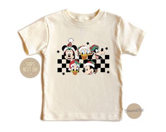 Personalized Checkered Mickey and Friends Toddler Shirt, Mickey Friends Shirt, Christmas Gift, Disneyland Friends Shirt
