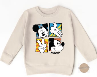 Sudadera de Mickey, sudadera de Disneyland, sudadera de cumpleaños para niño, sudadera de Disney, sudadera retro de Mickey con cuello redondo, sudadera 2T 3T
