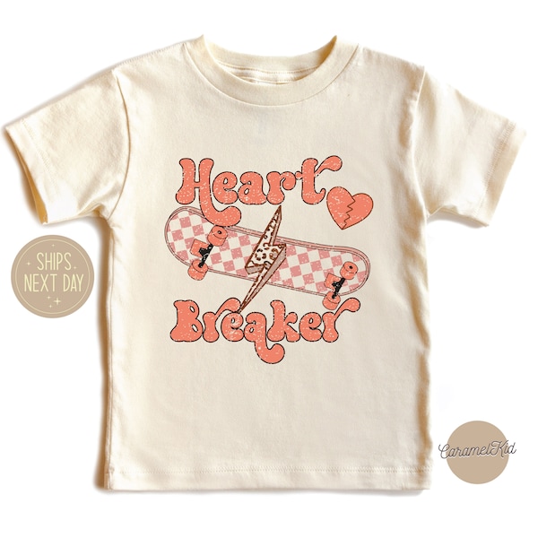 Heart Breaker Shirt, Retro Groovy Skateboard Shirt, Valentine Day Shirt, Happy Valentine Day Shirt, Gifts for Kids