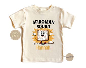 Custom Passover Afikoman Squad With Name Shirt, Shabbat Shirt, Kid Passover Outfit, Custom Jewish Seder Gifts, Funny Pesach Toddler Baby Tee