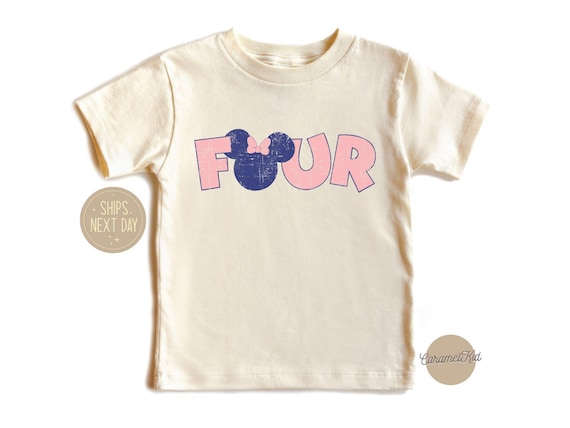 Disney Minnie Four Years Old Birthday Shirt, 4th Birthday Gift, Fourth Birthday Gift, Minimalist Minnie Mouse Toddler Birthday T-Shirt