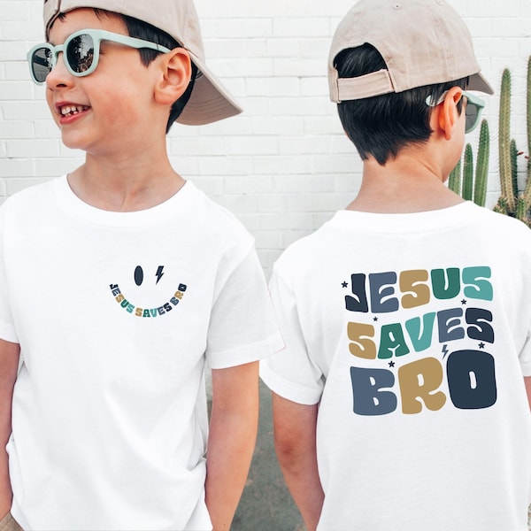 Jesus Saves Bro T-shirt pour enfant, Chemises chrétiennes, T-shirt biblique pour tout-petit, T-shirt verset de la Bible, Chemise Jésus, T-shirt coloré pour tout-petit, Tenues religieuses