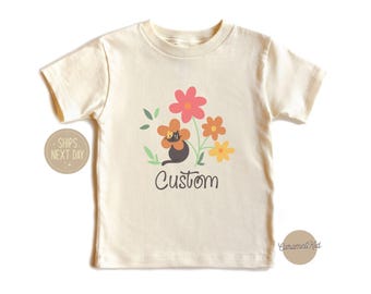 Silly Flower Cat  Kids T-Shirt | Custom Name Shirt, Toddler, and Youth Sizes | Funny Cat Shirt for Kids | Gifts for Cat Lovers