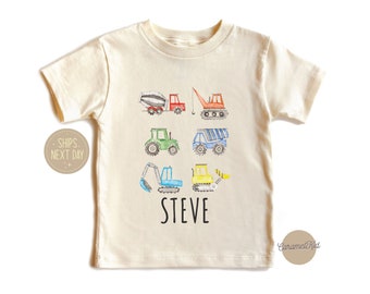 Custom Name Truck Shirt, Truck Construction Kids Shirt, Equipment Boy Shirt, Toddler Shirt,Truck Lover Baby Onesie®,Baby Excavator Onesie®