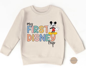 Sudadera Disney First, sudadera para niños pequeños, sudadera Disney Trip, sudadera Mickey, sudadera de cuello redondo Disneyworld, sudadera Disney