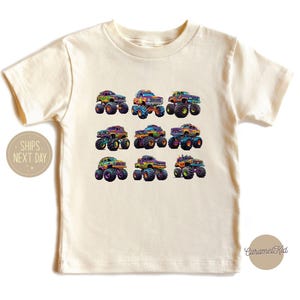 Retro Monster Truck Toddler Shirt - Big Trucks Kids Outfit - Monster Trucks Birthday Shirt - Boy Toddler Truck Natural Shirt