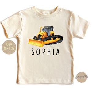 Custom Name Shirt, Truck Construction Kids Shirt, Equipment Boy Shirt, Truck Lover Baby Onesie®,Baby Excavator Onesie®