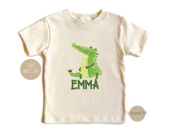 Personalized Alligator Toddler Shirt: Custom Name Birthday Tee, Animal Kids Shirt