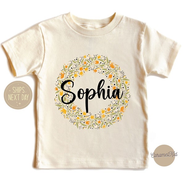 Custom Name Shirt, Toddler Shirt, Spring Kids Shirt, Garden Lover Kids Shirt, Custom Birthflower Kids Shirt