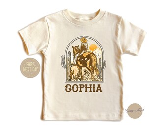 Personalized Cowboy Desert Toddler Shirt, Cool Boys Custom Name Western Horse Tee,Boho Natural Kids Shirts, Cowboy Toddler Sweatshirt