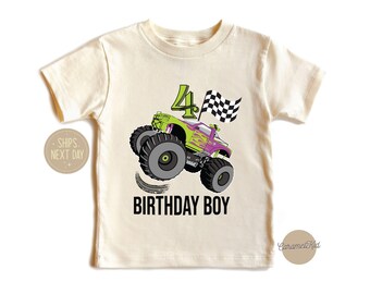 Monster Truck Birthday Shirt, Personalized Monster Truck Age Shirt, Birthday Boy Shirt, Kids Gift Shirt, Race Truck Birthday Shirt,