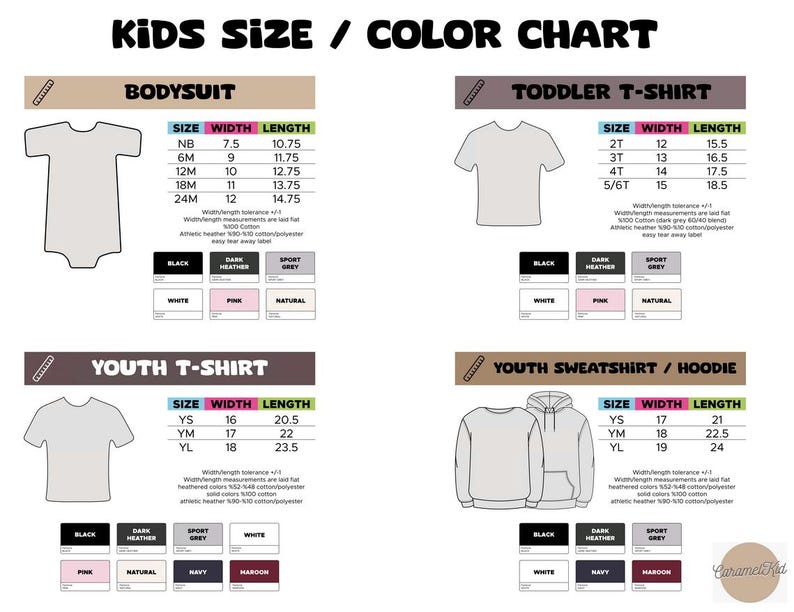 a diagram of a shirt size guide for a toddler