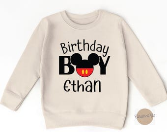 Personalized Mickey Birthday Boy Sweatshirt, Birthday Girl Disney Sweatshirt, Minnie Mickey Birthday Sweatshirt, Custom Name Sweatshirt