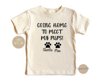 Dog Kids Shirt, Personalized Kids Shirt, Toddler Shirt, Going Home to Meet My Pups Shirt, Custom Dog Name Shirt