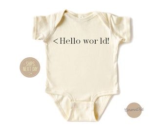Hello World! Embrace Coding Baby Bodysuit, Programming Humor Inspiration Tee For Kids, Computer Programming Toddler Shirt,Coder Baby T-Shirt