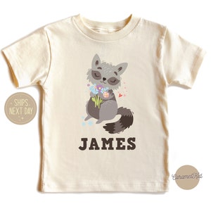 Custom Name Shirt, Raccoon Kids Shirt, Toddler Shirt, Cute Animal Kids Shirt, Newborn Gift Shirt