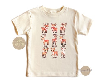 Santa's Reindeers Shirt, Rudolph Xmas Onesie®, Gifts for Kids, Reindeer Shirt, Christmas Shirt, Reindeer Names Shirt