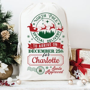 Custom Name Santa Sack, Personalized Sack, Christmas Gift Sack, Santa Gift Bag, Custom Christmas Sack, Santa's Special Delivery Sack