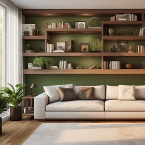 Modern Green Living Room Home Zoom Background | Virtual Background for ...