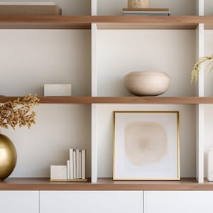 Modern Boho Gold Built-in Bookcase Zoom Background | Professional Virtual Background for Zoom/Videoconferences/Streaming