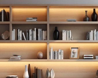 Modern Light Beige Office Bookcase Zoom Background | Professional Virtual Background for Zoom/Videoconferences/Streaming