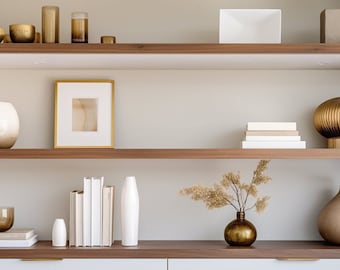 Minimalist Gold Shelves Zoom Background | Professional Virtual Background for Zoom/Videoconferences/Streaming