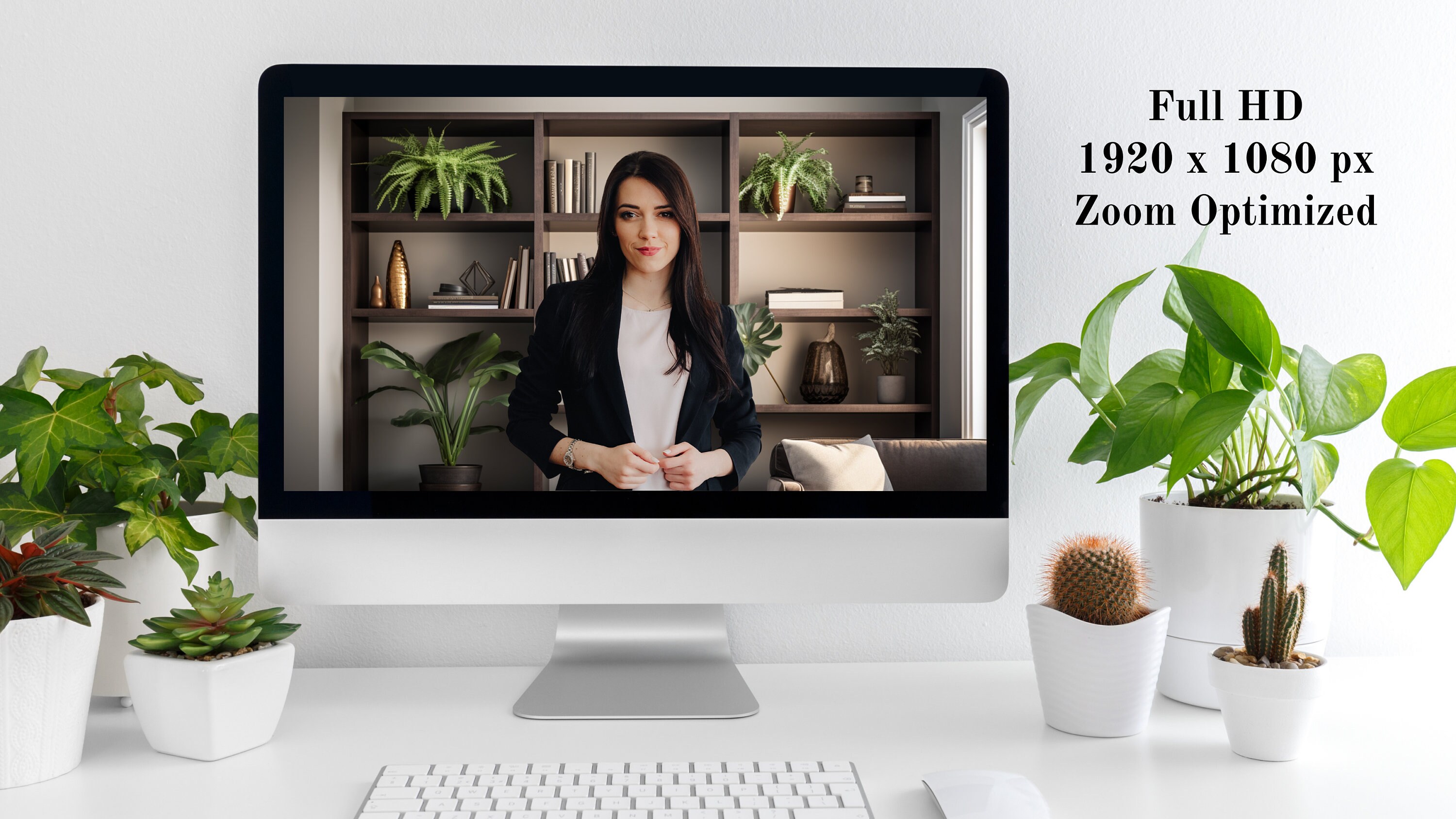 Modern Bookcase Home Office Zoom Background Virtual Background for Zoom