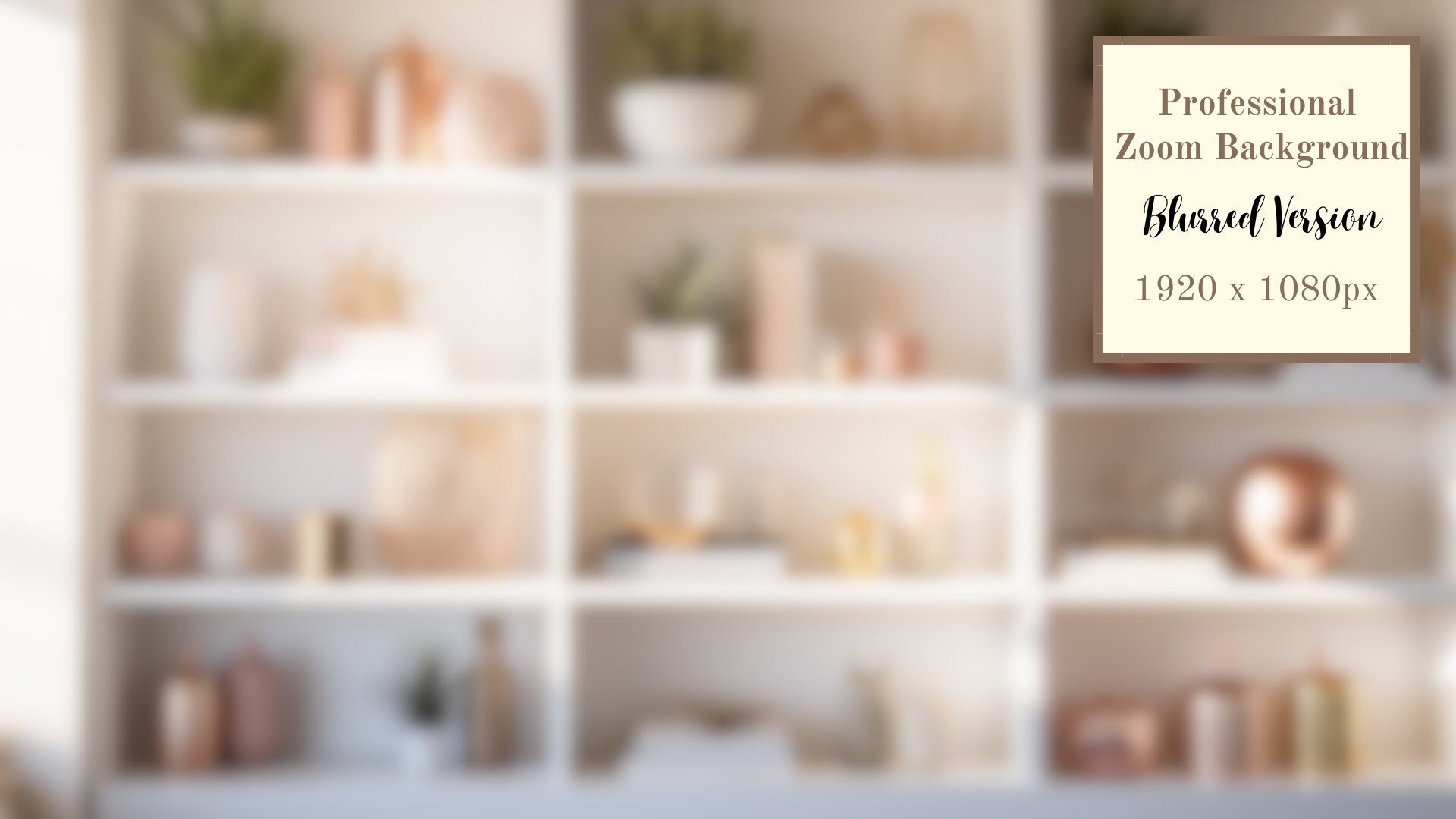 Rose Golden Modern Office Shelves Zoom Background | Virtual Background ...