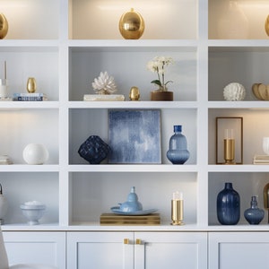 Blue Modern Office Bookcase Zoom Background | Professional Virtual Background for Zoom/Videoconferences/Streaming
