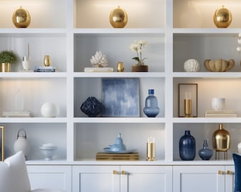 Blue Modern Office Bookcase Zoom Background | Professional Virtual Background for Zoom/Videoconferences/Streaming
