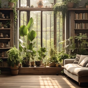 Plant Lover Home Office Zoom Background | Virtual Background for Zoom/Videoconferences/Streaming