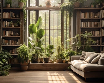 Plant Lover Home Office Zoom Background | Virtual Background for Zoom/Videoconferences/Streaming