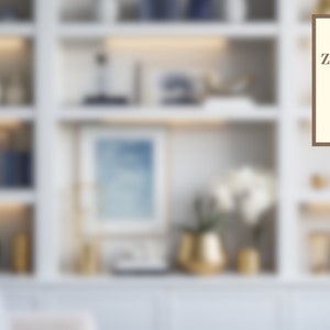 May include: A blurred image of a white bookshelf with various decorative items, including a lamp, vases, and framed artwork. The text "Professional Zoom Background Blurred Version 1920 x 1080px" is visible in the upper right corner of the image.