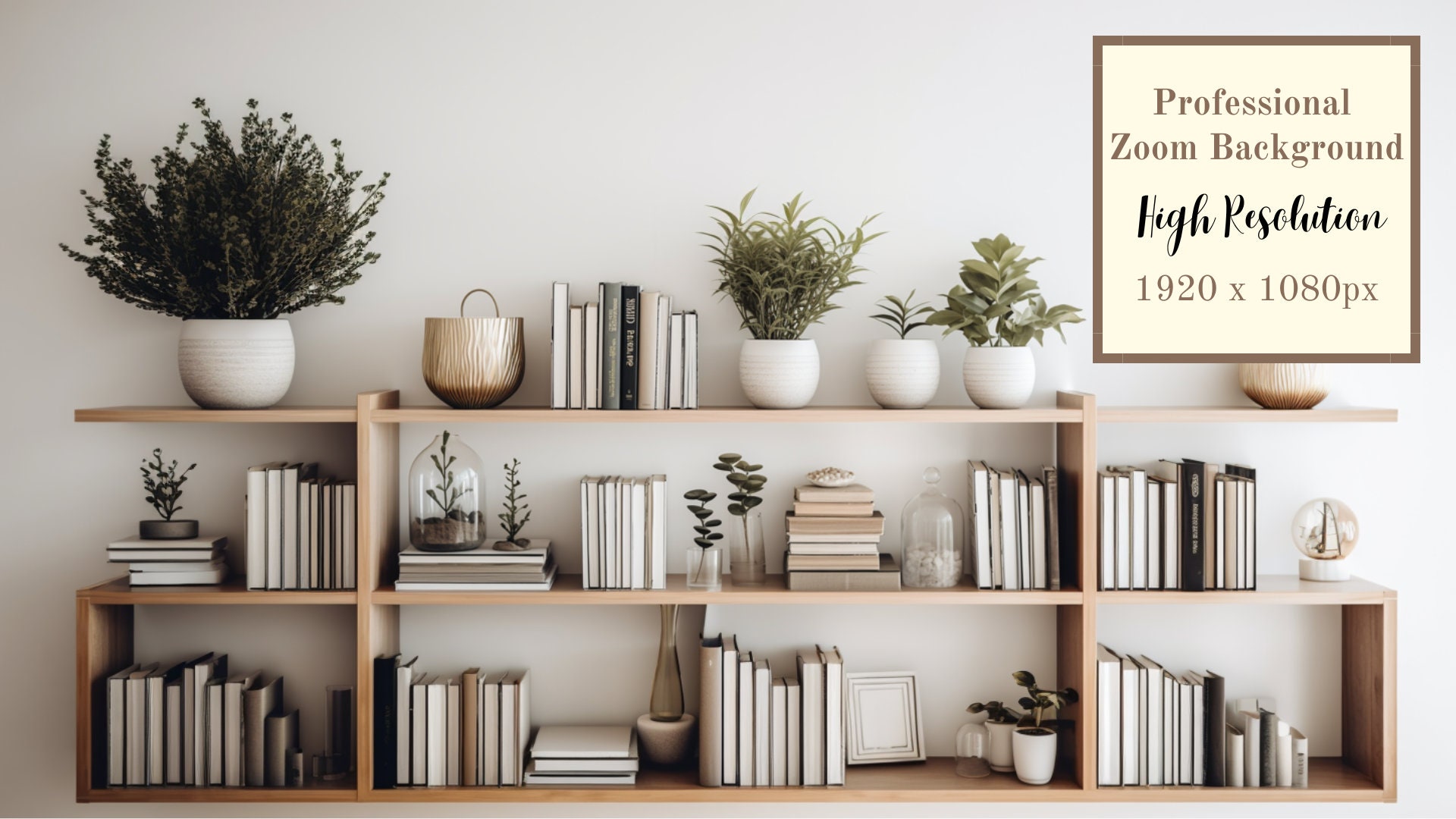Minimalist White Bookshelf Zoom Background Virtual Background for Zoom