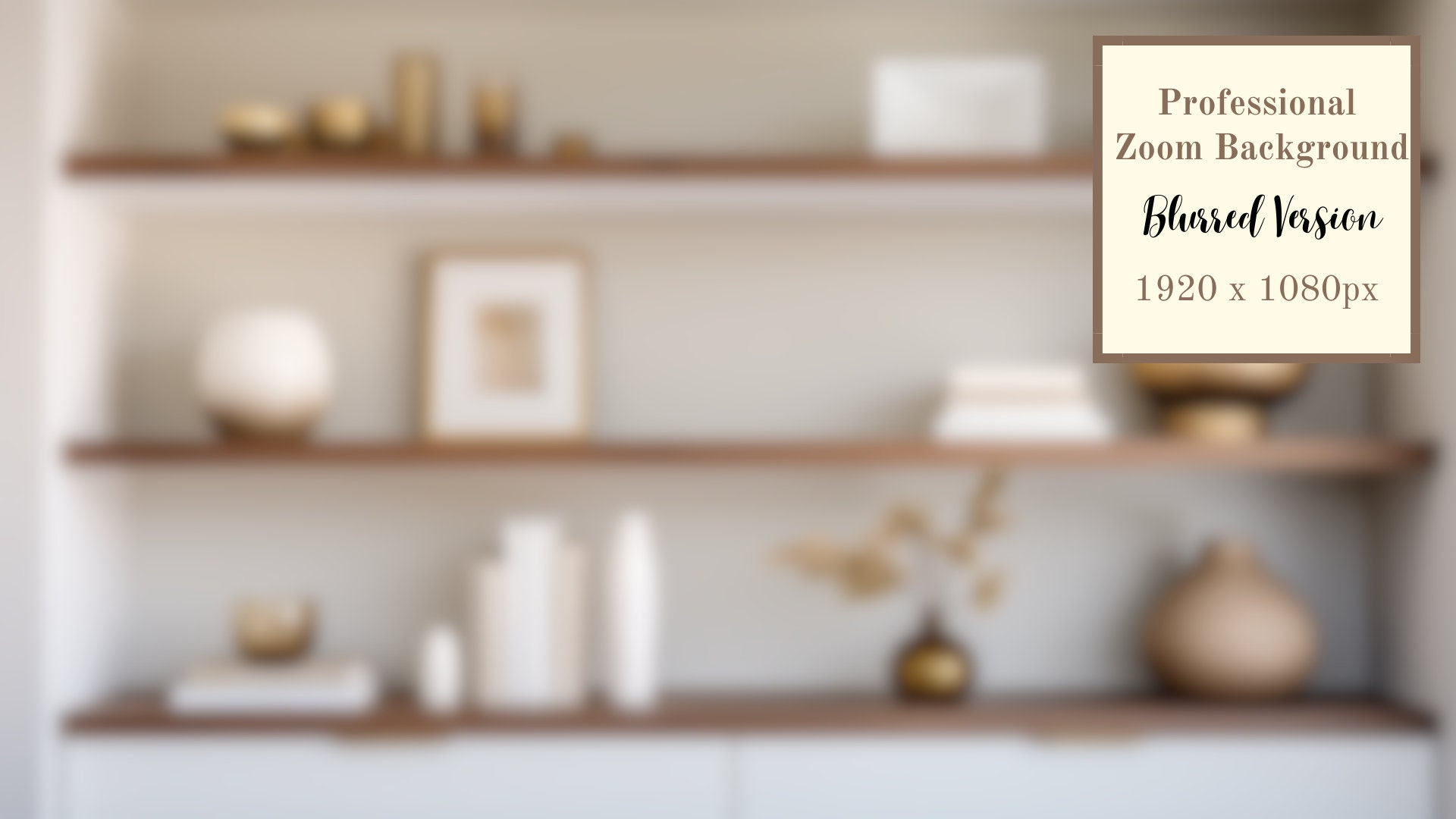 Minimalist Gold Shelves Zoom Background Professional Virtual Background