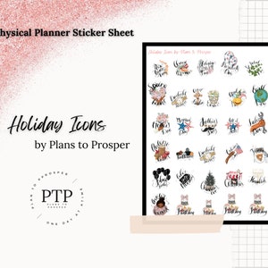 Holiday Icon Stickers for planners and calendars