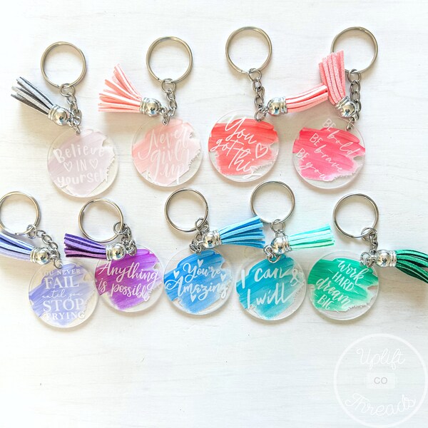 Affirmation Keychain Appreciation Gift for Work Bestie Car Keychain with Tassels Custom Keychain Employee Gift Student Gift Teacher Bulk