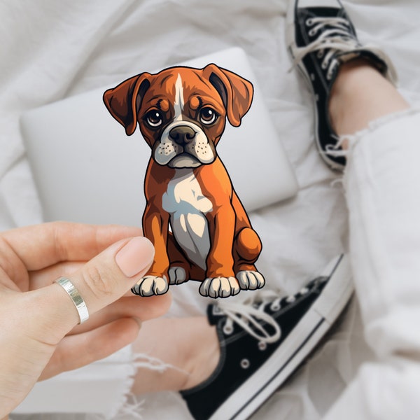 Cute Boxer Puppy Sticker, Dog gifts, Puppy gifts, Boxer lovers