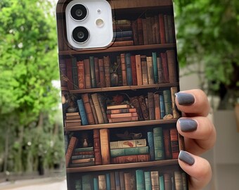 iPhone 15 Case Calm Academia bookshelf Slim iPhone Case 14 13 12 11 Pro Max 14 Plus