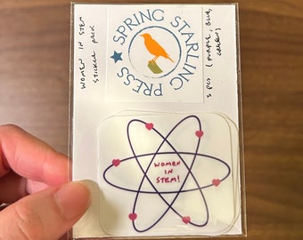 Set di adesivi Women in STEM 3 pezzi / adesivo impermeabile, adesivo WIS, regalo medico, regalo medico, venerdì nero, regalo di festa, ripieno di calza