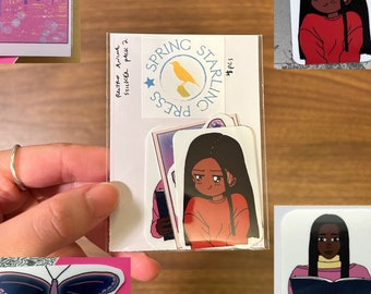 Adesivi per ragazze anime retrò 3 pezzi (+1 gratis!) / regalo per lei, ragazza nera anime, opzioni di tonalità della pelle, venerdì nero, regalo di festa, imbottitura per calze