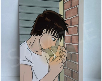 Corner Smoking Retro Anime 5x7 Art Print / lofi anime ethetic, anime anni '90, stampa d'arte retrò, arte della parete, regalo anime, stampa d'arte della camera da letto