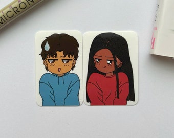 Adesivi di reazione anime anni '90 / (con opzioni di tonalità della pelle) Adesivo impermeabile, anime retrò, personaggi anime neri, regalo per gli amanti degli anime