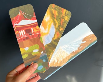 Collezione di segnalibri autunnali / segnalibri laminati, segnalibri autunnali, pittura di paesaggi, colori autunnali, regalo libresco, regalo di festa, regalo per il lettore