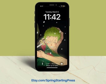 Carta da parati per telefono cacciatore di pirati/1 pezzo, cappelli di paglia, spadaccino, carta da parati anime, spadaccino anime, carta da parati per telefono, testa di muschio, Z