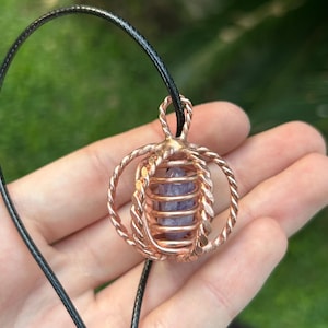 Hammered Atlantean/Viking Cubit Personal Harmonizer with Lepidolite Crystal Inside-443 MHz Tensor Harmonizer-Wearable Harmonizer Necklace