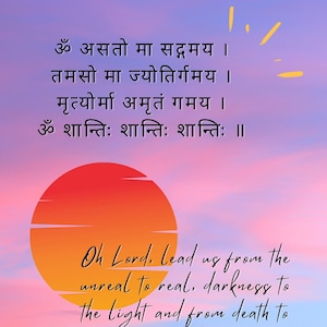 Afdrukbare Sanskriet Sholka, positieve gezangen om te verlevendigen, je ziel en bewustzijn te verhogen en je kijk op het leven te verbreden. Sanskriet naar Engels.