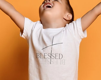 Blessed with cross Kids Heavy Cotton™ Tee,christian tshirt, christian shirt, kids shirt,boy shirt, girl shirt,gift for kid,child shirt,faith